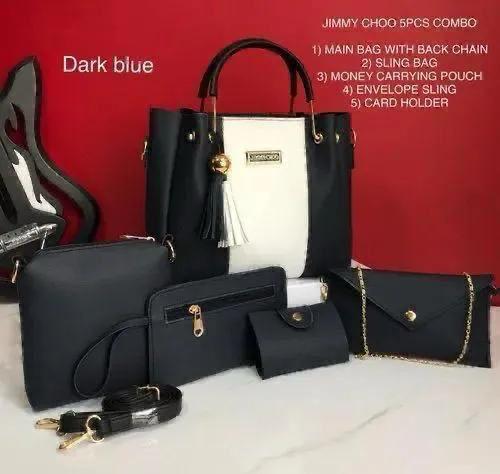 5-Piece Jimmy Choo Bag Combo | Main Bag, Sling, Pouch, Envelope Sling & Card Holder | Pink R