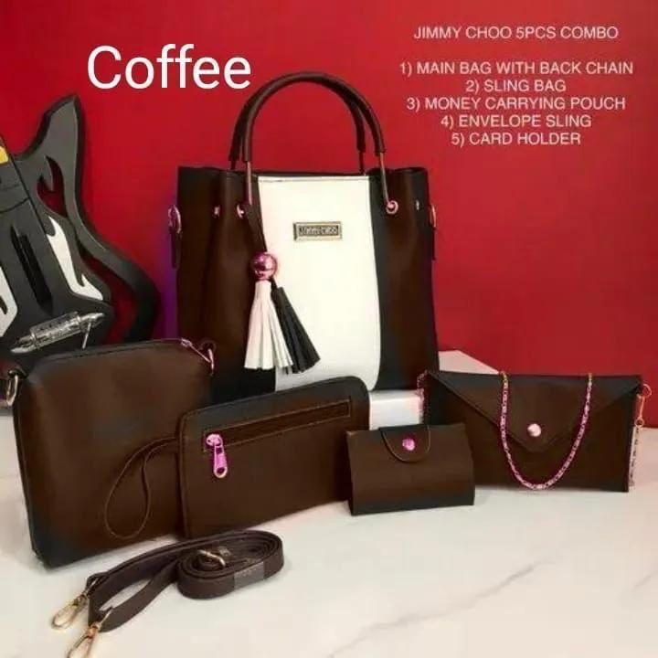 5-Piece Jimmy Choo Bag Combo | Main Bag, Sling, Pouch, Envelope Sling & Card Holder | Pink R