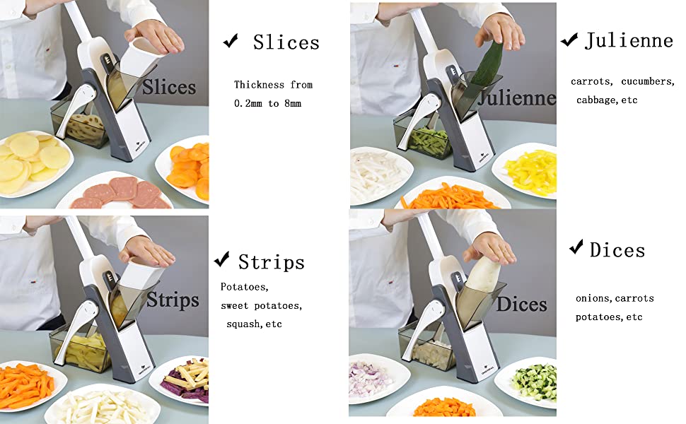 Original Brava Spring Slicer Food Cutter New 5 IN 1 Mandolin Cutter & Slicer
