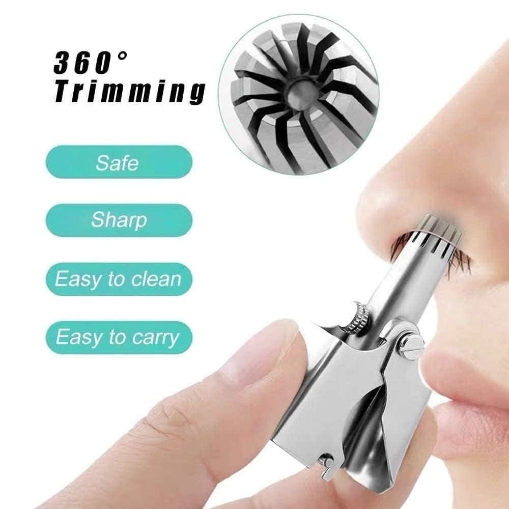 Manual Nose & Ear Hair Trimmer, Stainless Steel Precision Grooming Tool