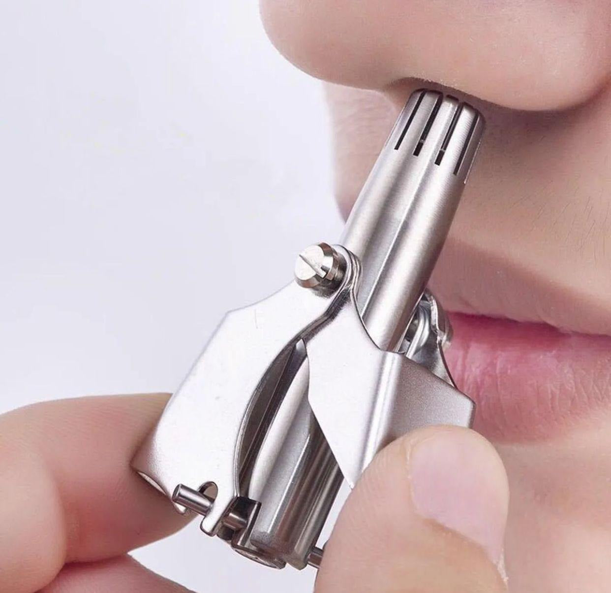 Manual Nose & Ear Hair Trimmer, Stainless Steel Precision Grooming Tool