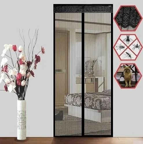 Magic Mesh Deluxe- Hands Free Magnetic Screen Door, Mesh Curtain Keeps Bugs Out, Pet & Kid Friendly- Fits Doors up to 39 x 83 Inches